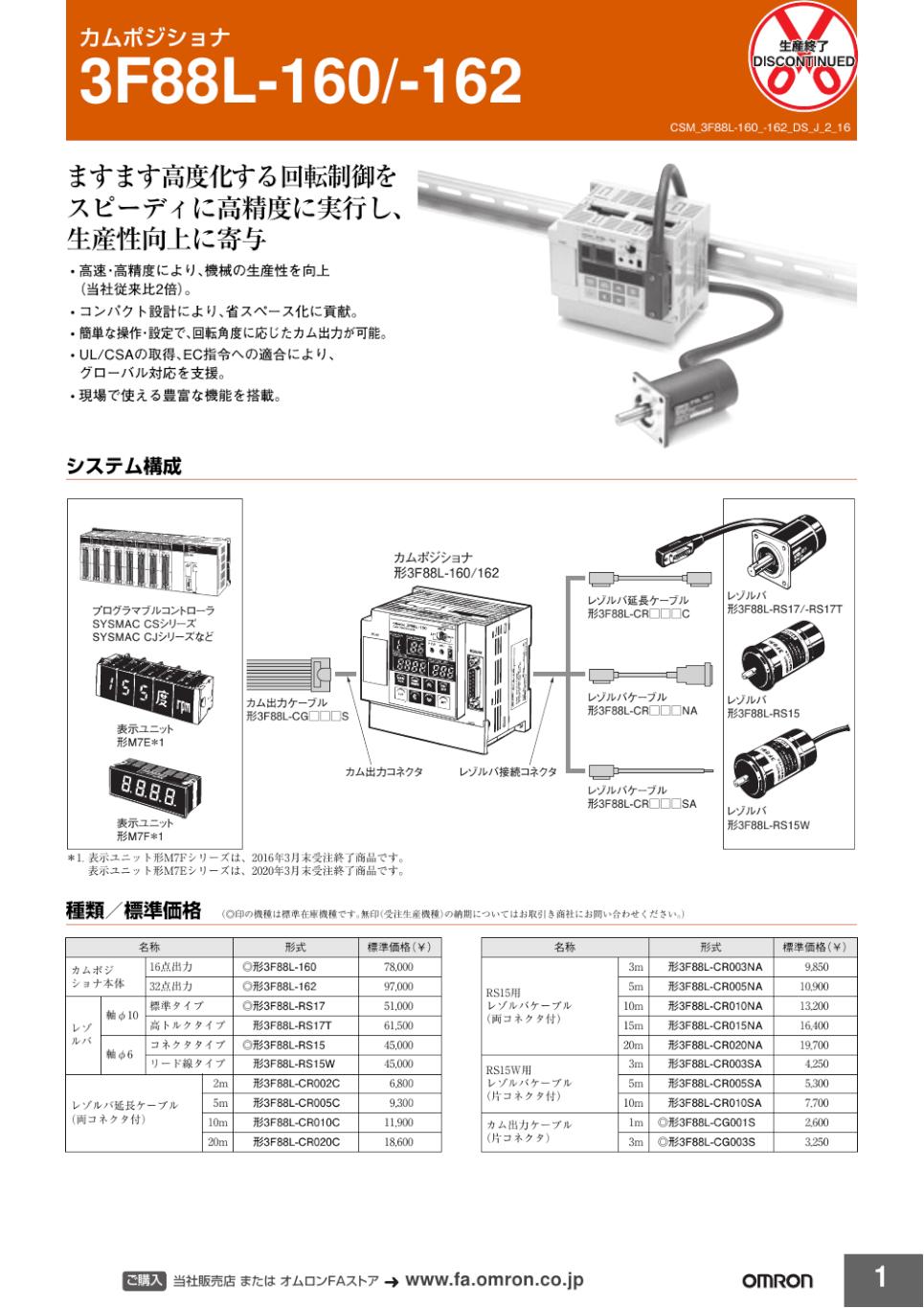 3F88L-160 / 162 カムポジショナ/ダウンロード資料一覧 | オムロン制御機器